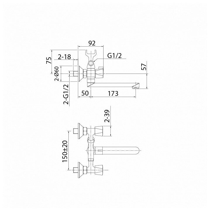 Смеситель для ванны Milardo Tring TRISB02M02