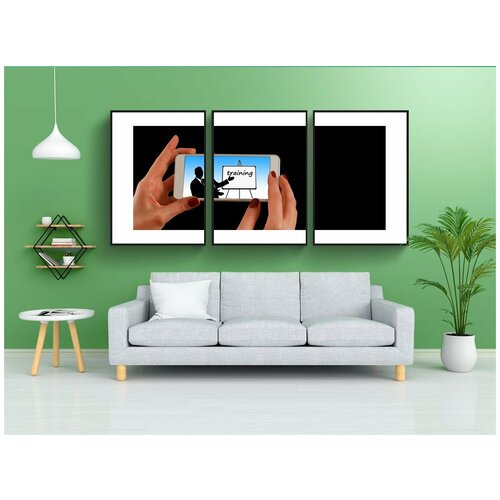 фото Набор модулных постеров для интерьера "смартфон, рука, подготовка" 60x90 см. в тубусе, без рамки lotsprints