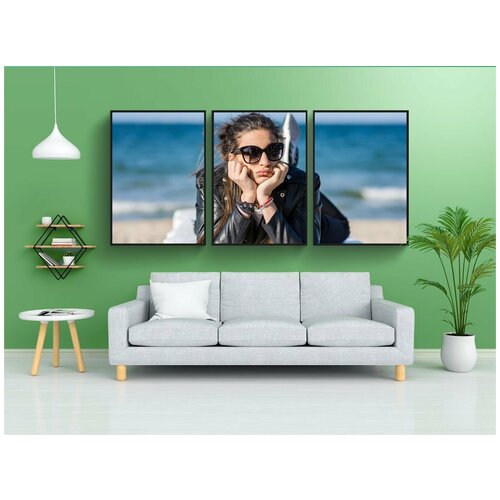 фото Набор модулных постеров для интерьера "солнечные очки, модель, мода" 60x90 см. в тубусе, без рамки lotsprints