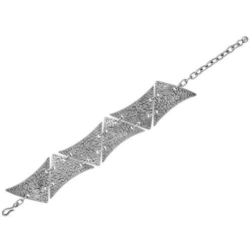 массивный геометрический браслет ручной работы с эффектом состаривания Браслет L'attrice di base, размер 19 см, серебристый
