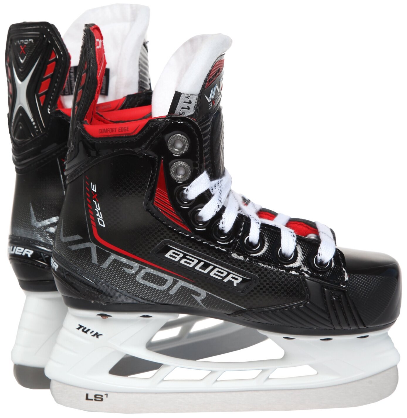 Детские хоккейные коньки Bauer Vapor 3X PRO Youth, р.Y10,5 D, черный/красный