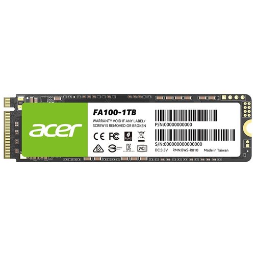 SSD Acer ACER M.2 2280 FA100 1TB PCIe Gen3 x4, NVMe (BL.9BWWA.120) qnap qm2 4p 384 quad m 2 pcie nvme ssd expansion card supports up to four m 2 2280 formfactor m 2 pcie gen3 x4 ssds pcie