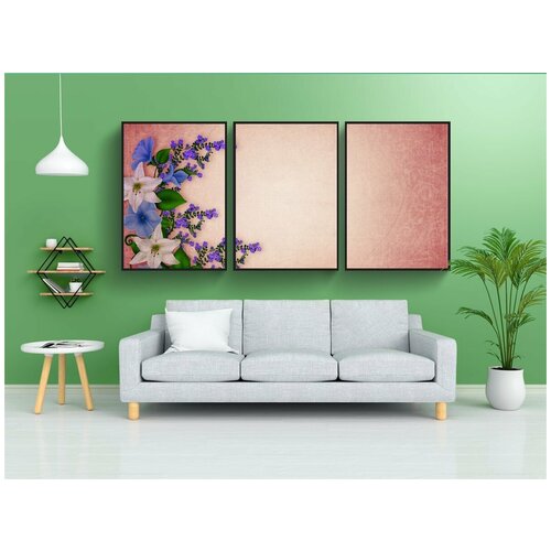 фото Набор модулных постеров для интерьера "винтаж, цветок, украшения" 60x90 см. в тубусе, без рамки lotsprints