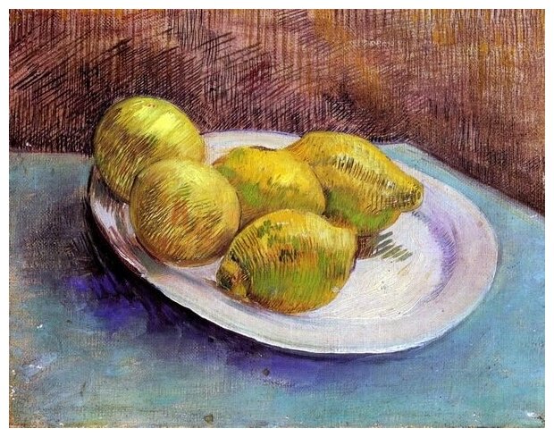 Репродукция на холсте Лимоны на тарелке (Still Life with Lemons on a Plate) Ван Гог Винсент 51см. x 40см.