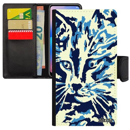 фото Противоударный чехол-книжка на мобильный // iphone x // "котенок" дизайн дикий, utaupia, синий