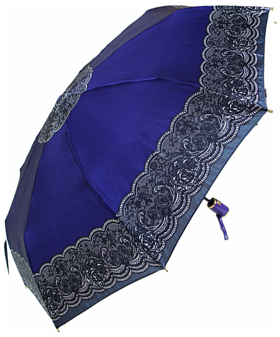 Женский складной зонт Popular Umbrella автомат 1255/синий