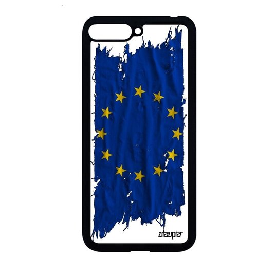 фото Защитный чехол для смартфона // huawei y6 2018 // "флаг европы на ткани" страна стиль, utaupia, белый