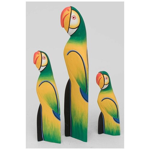 фото Набор из 3-х статуэток зеленый попугай высота: 40/30/20 см art of indonesia