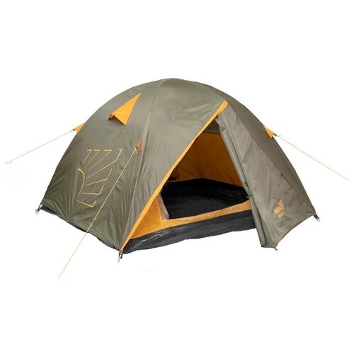 Палатка двухместная HELIOS BREEZE 2, зеленый/оранжевый туристическая палатка helios breeze 2