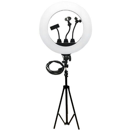 Кольцевая селфи-лампа zb-r18 с 3-мя держателями штативом и сумкой диаметр 45 см 599000₽