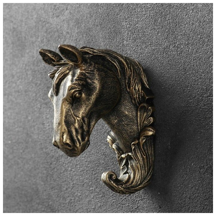 Крючок фигурный "Лошадь" бронза 8х6х11см - фотография № 2