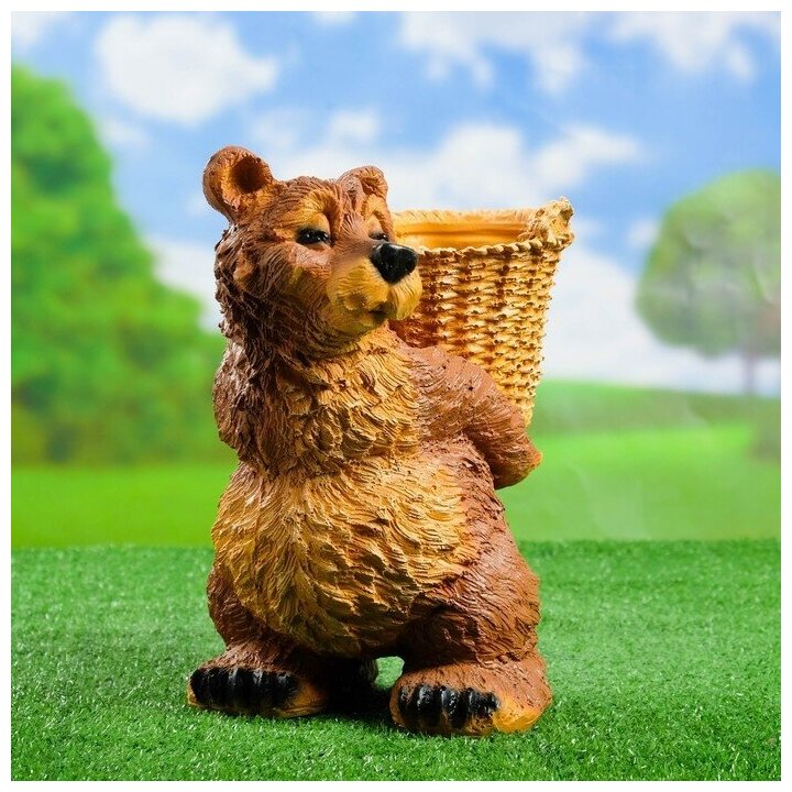 Хорошие сувениры Садовая фигура "Медведь с корзиной" 30х23х30см