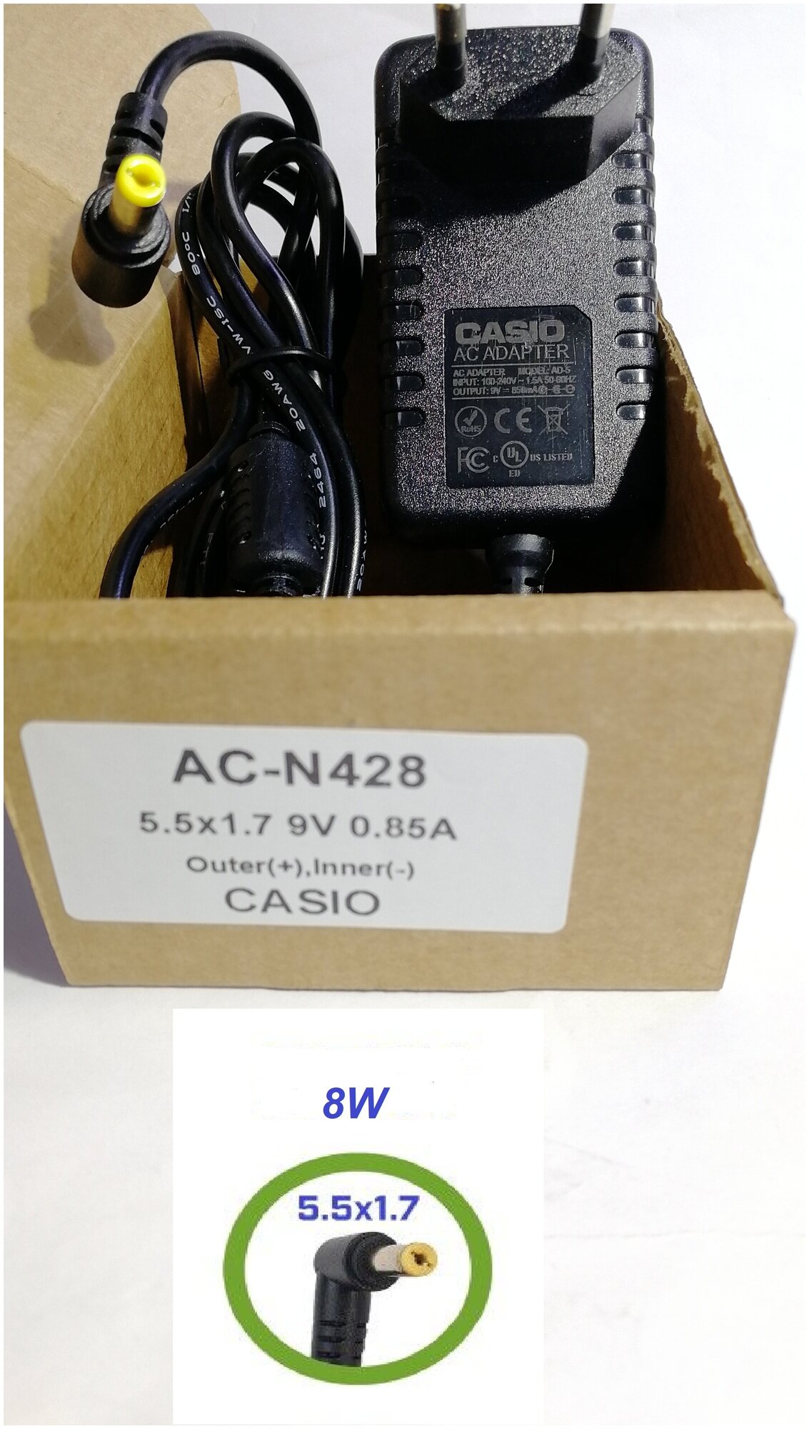 Блок питания AD-5 ( AD-5GL, AD-5MU, AD-5UL) синтезатора 9V 0,85A OEM