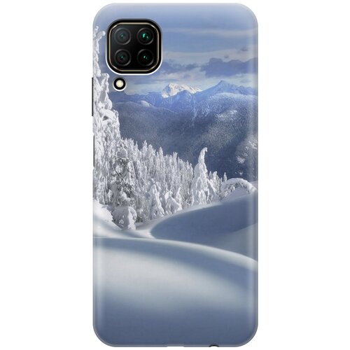 фото Силиконовый чехол на huawei p40 lite / хуавей п40 лайт с принтом "заснеженный лес и горы gosso