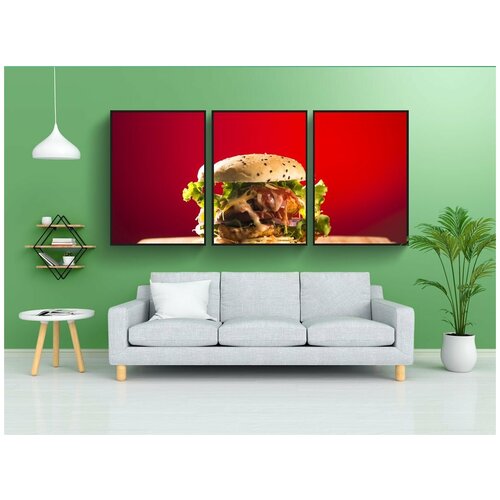 фото Набор модулных постеров для интерьера "бургер, еда, говядина" 60x90 см. в тубусе, без рамки lotsprints