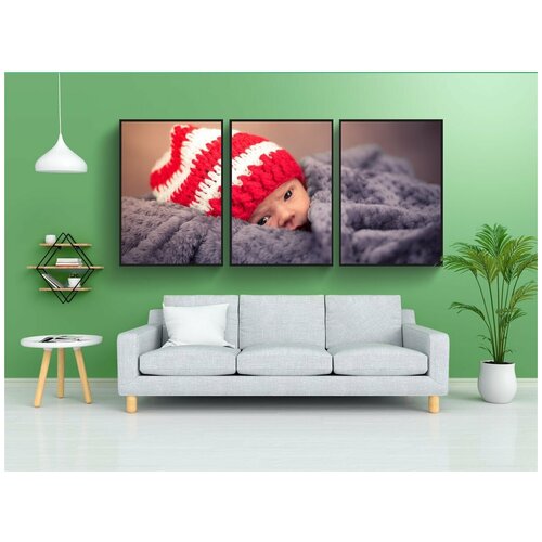 фото Набор модулных постеров для интерьера "фотография новорожденного, детка, ребенок" 60x90 см. в тубусе, без рамки lotsprints