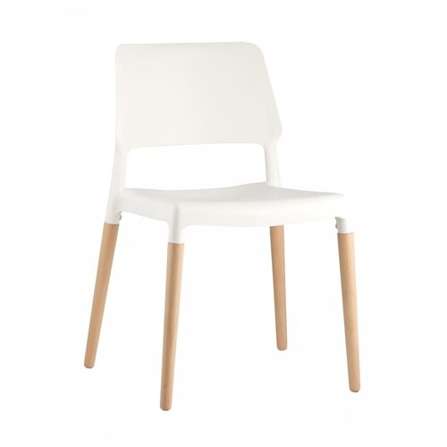 фото Стул stool group bistro белый, натуральный некрашеный массив бука, матовый белый пластик