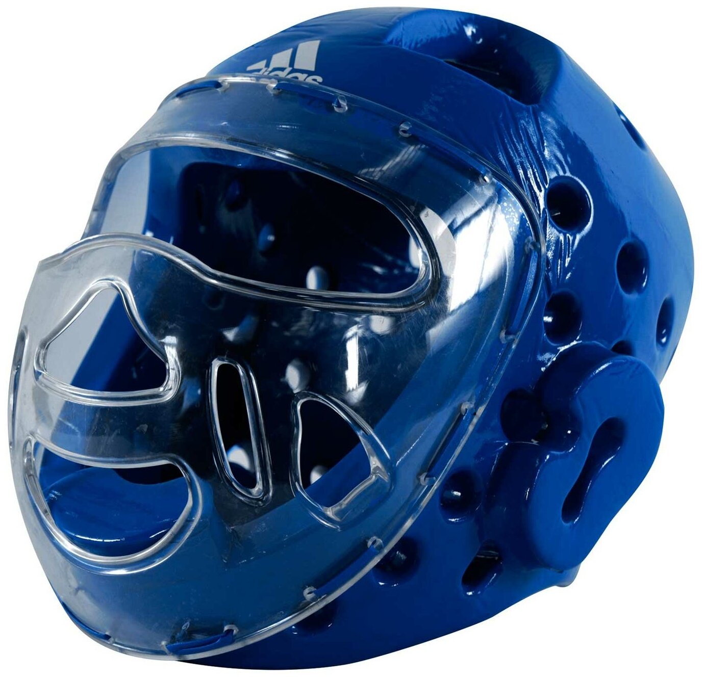 Шлем для тхэквондо с маской Head Guard Face Mask WT синий (размер M)