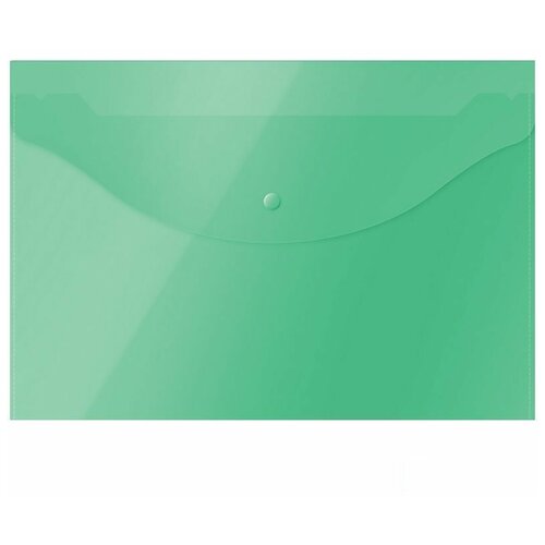 Папка-конверт на кнопке OfficeSpace (А4, 120мкм, пластик) зеленая (281218), 10шт.