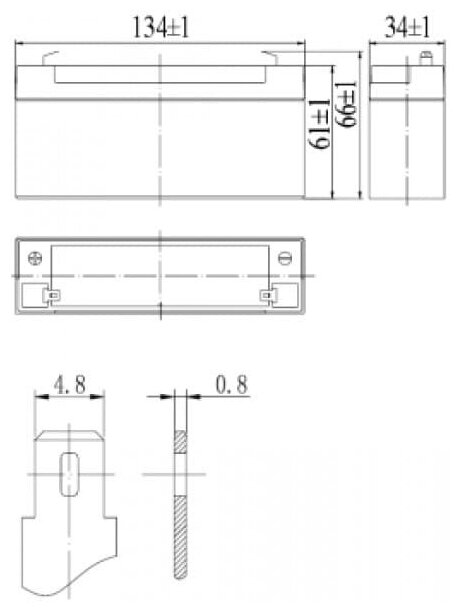 Аккумуляторная батарея для ИБП Delta DT , 6V, 3.3Ah - фото №2