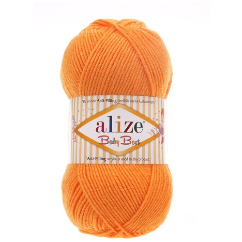 Купить Пряжа для вязания Alize 'Baby Best' 100г 240м (10% бамбук, 90% акрил) с эффектом АНТИПИЛЛИНГ (336 оранжевый), 5 мотков