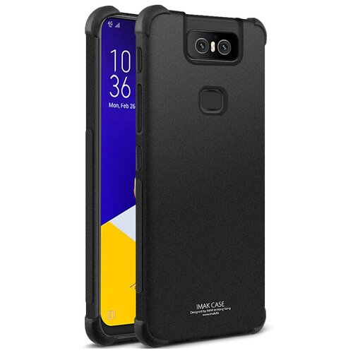 фото Чехол панель накладка mypads для asus zenfone 6 (2019) zs630kl с защитными заглушками с защитой боковых кнопок с усиленными углами силиконовая черная