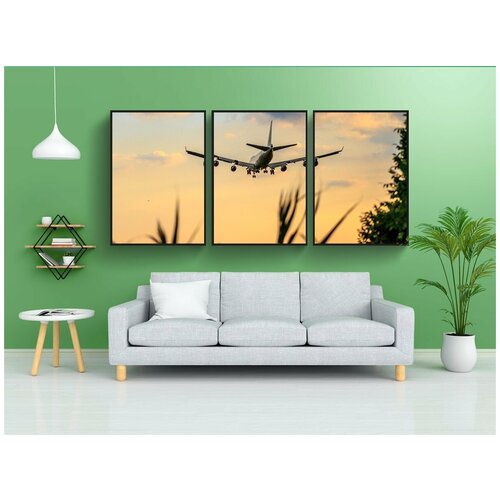 фото Набор модулных постеров для интерьера "самолет, крыло, небо" 60x90 см. в тубусе, без рамки lotsprints