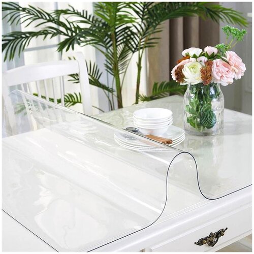 Силиконовая скатерть (гибкое/мягкое стекло). ПВХ скатерть. 60x150 см. Толщина 1 мм (глянцевая)