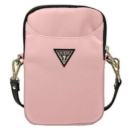 фото Сумка cg mobile guess nylon phone bag with triangle metal logo для телефонов до 8", цвет розовый (gupbntmllp)