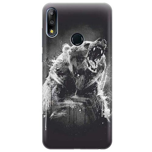 фото Ультратонкий силиконовый чехол-накладка для asus zenfone max pro (m2) zb631kl с принтом "разъяренный медведь" gosso