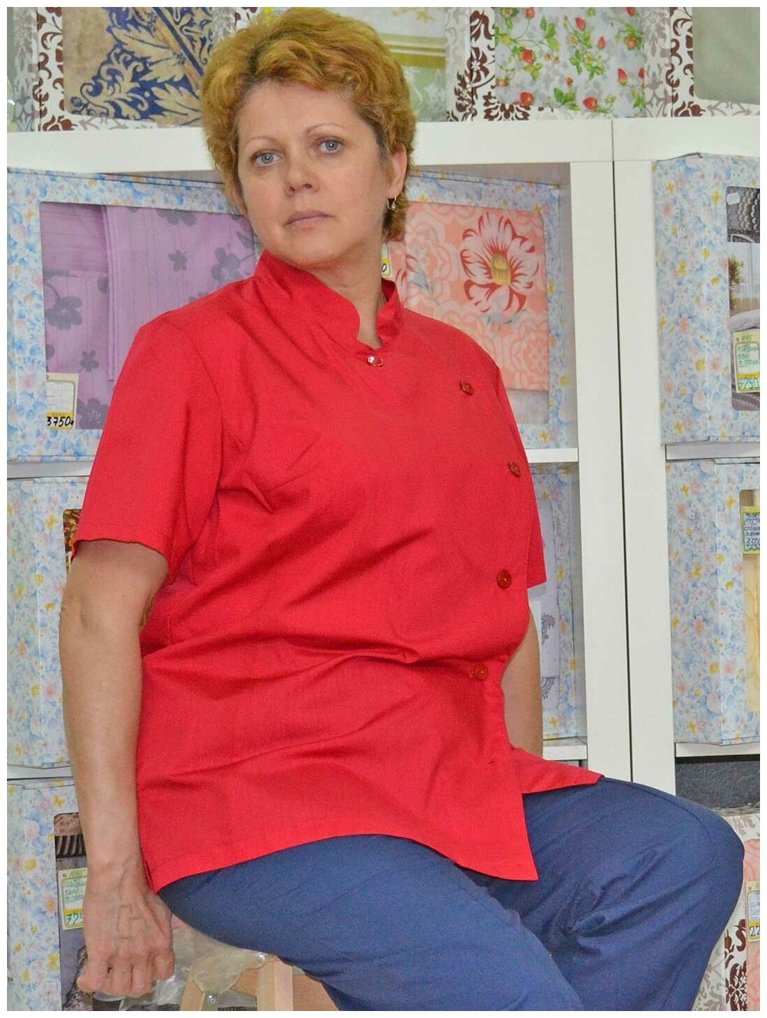 Куртка поварская женская производитель Фабрика швейных изделий №3 модель М-464 размер 46 цвет красный