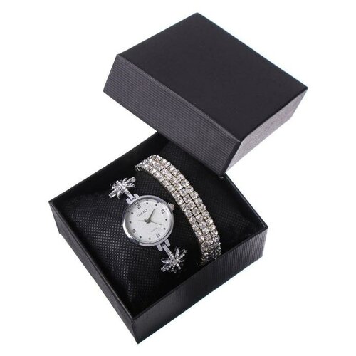 фото Подарочный набор 2 в 1 grealy: наручные часы и браслет, d=2.7 см mikimarket