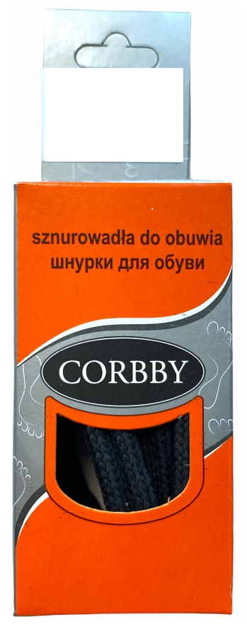 Corbby шнурки, толстые, черные 75 см. Хлопок с пропиткой.