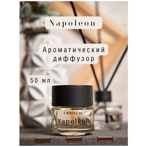 Диффузор с палочками NAPOLEON / Мужской парфюм + 5 палочек, 50 мл / аромадиффузор CANDLE ME / ароматизатор для дома/ аромадиффузор / диффузор ароматический / диффузор для дома