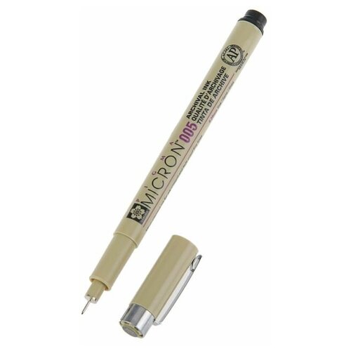 SAKURA Ручка капиллярная для черчения Sakura Pigma Micron 005 линер 0.2 мм, черный, (высокое содержание пигмента)