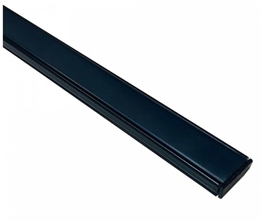 П-образный алюминиевый профиль для установки светодиодной ленты с матовым черным рассеивателем, до 10 мм, черный, 1000х15.2х6 мм, 2 заглушки