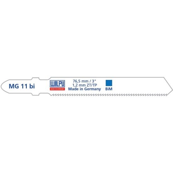 Пилки для лобзика Wilpu MG 11 bi (5шт)T118AF(по металлу 1,2-2,0мм, средний зуб, пов. стой.) Германия