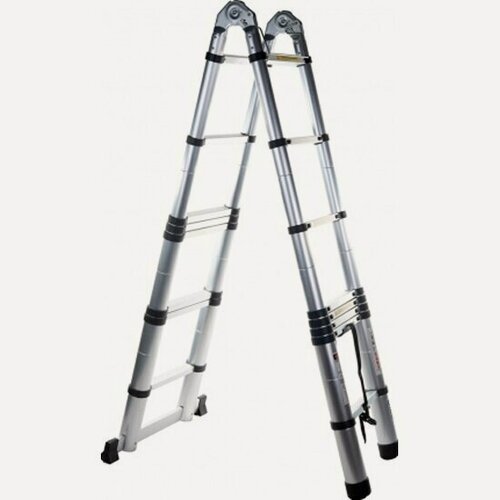 Изображение товара Лестница Алюмет телескопическая двухсторонняя с шарниром ( 2.5+2.5 м)