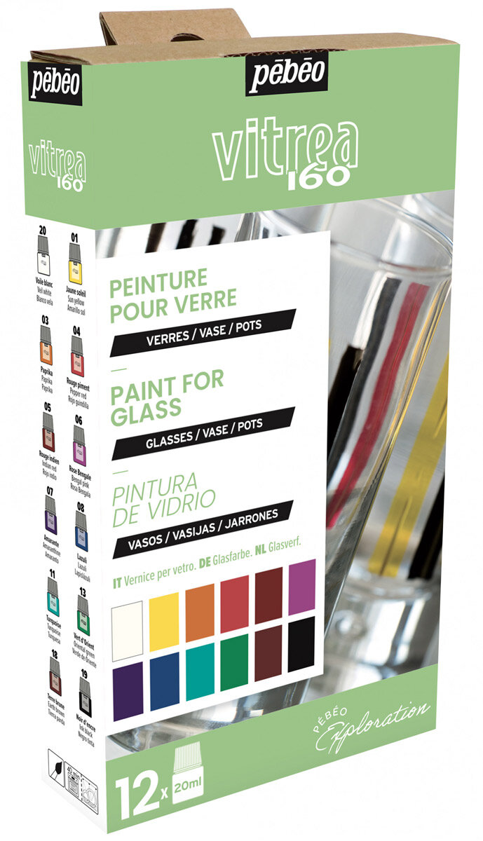 Набор красок Vitrea 160 "Исследование" по стеклу под обжиг 12 цв. х 20 мл 757461 глянцевые, 1 шт. в заказе