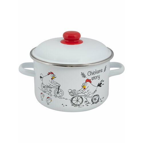 Эмалированная кастрюля с крышкой 4 л