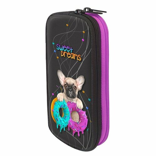 Пенал мягкий 2 отделения объёмный 90 х 220 х 40 мм Stavia Sweet dog серый 86215 1032₽