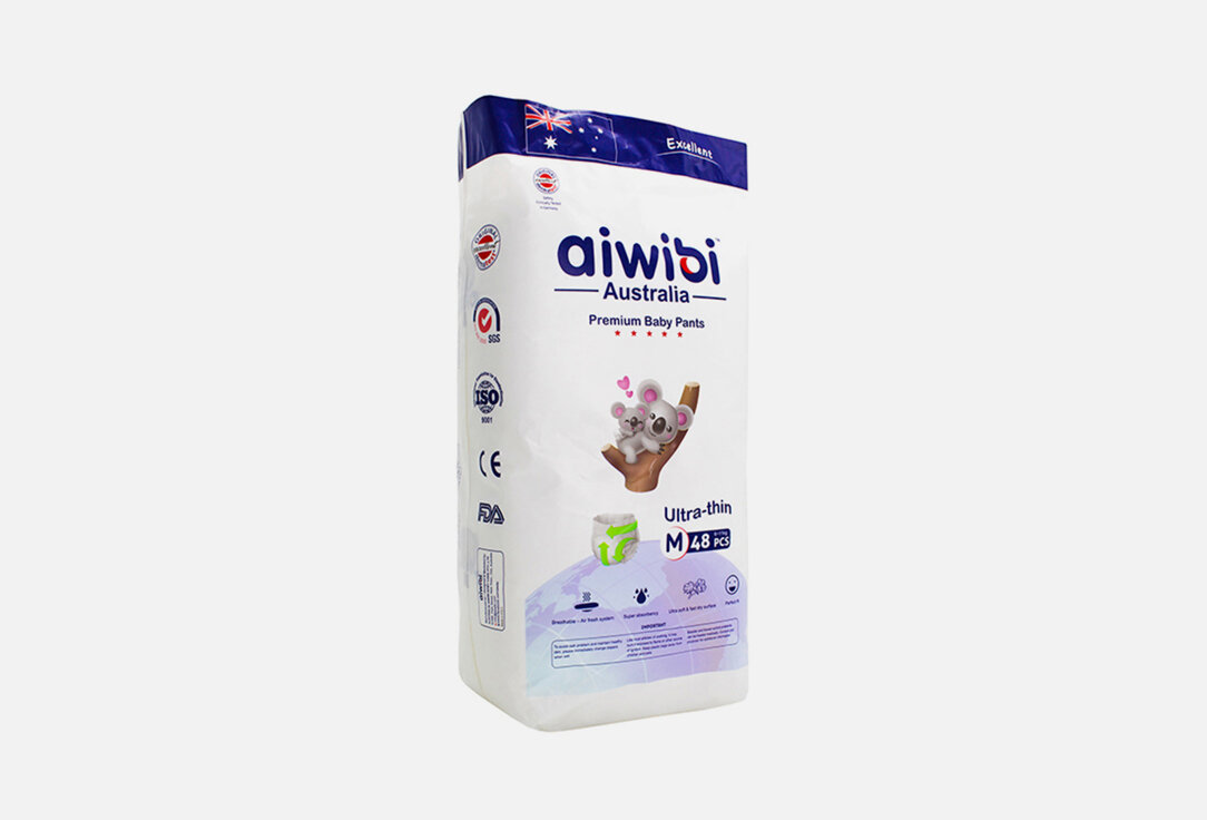 Трусики-подгузники 6-11кг Aiwibi Australia, Premium M 48мл