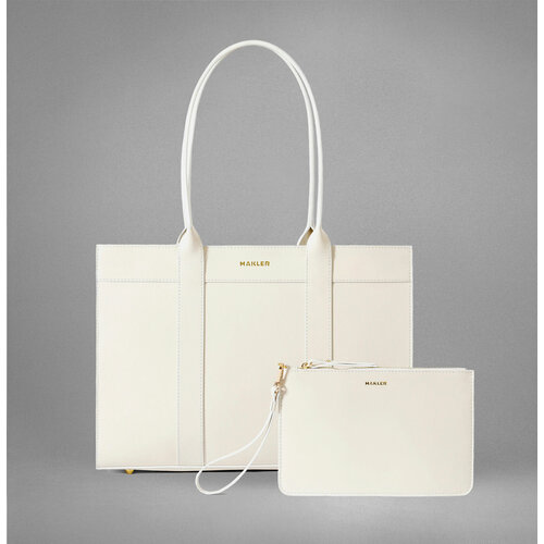 Сумка тоут MAKLER, фактура гладкая, белый