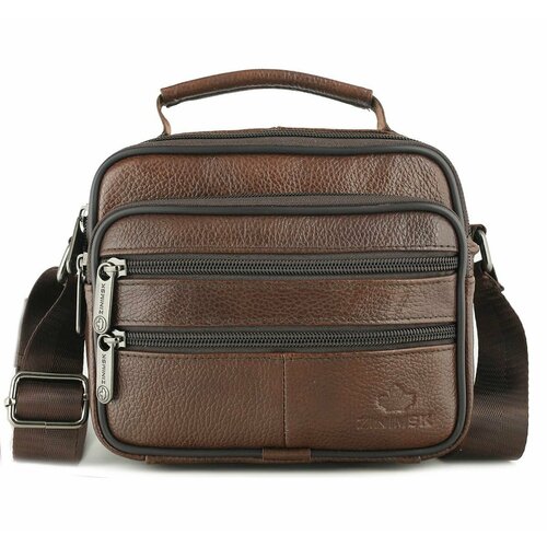 Сумка кросс-боди znimsk, фактура зернистая, коричневый