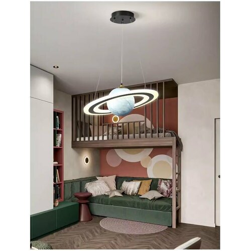 Люстра синий сатурн (подвесной светильник) светодиодная 100 см шар 20 см