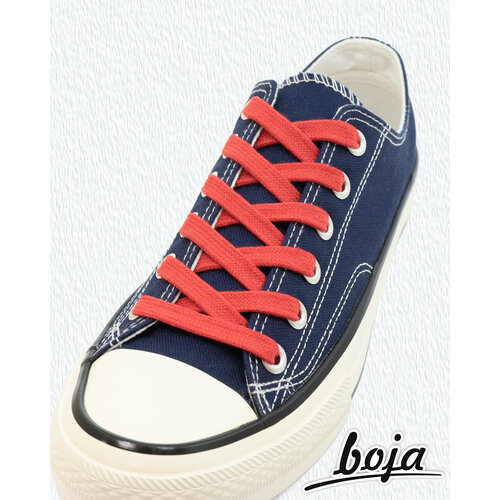 Шнурки для обуви BOJA плоские, Х/Б, красные, 100 см; для кроссовок, кед, ботинок, сапог; широкие 10 мм; НЕ эластичные; НЕ резиновые; НЕ силиконовые; без фиксаторов