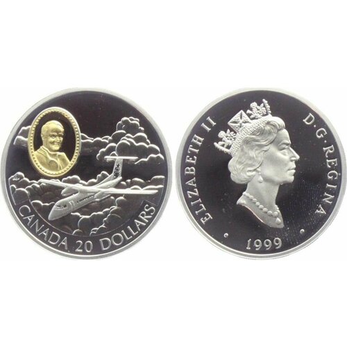 монета канада 25 долларов 2008 год олимпийские игры в ванкувере бобслей серебро пруф Канада 20 долларов 1999 год самолёт DHC-8 пруф