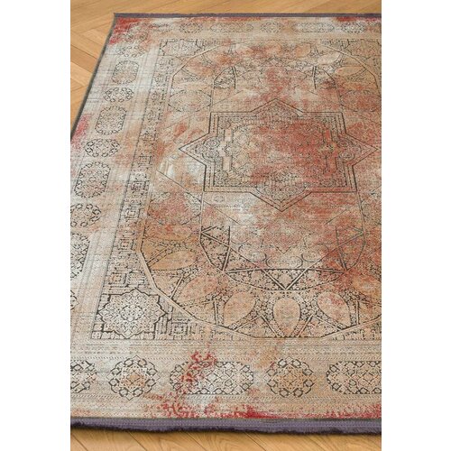 Ковер на пол 1,5 на 2,25 м в спальню, гостиную, бежевый, малиновый Versaille 4015