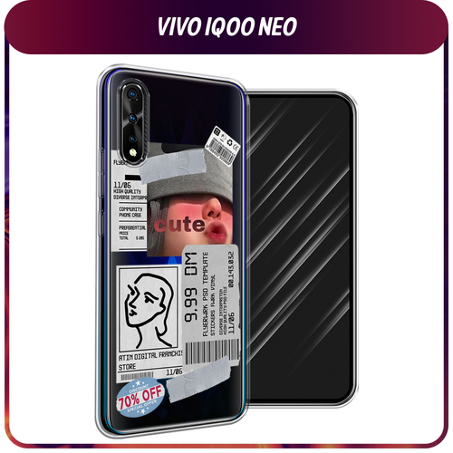 Силиконовый чехол на Vivo iQOO Neo/V17 Neo / Виво iQOO Neo/V17 Neo Cute girl collage, прозрачный