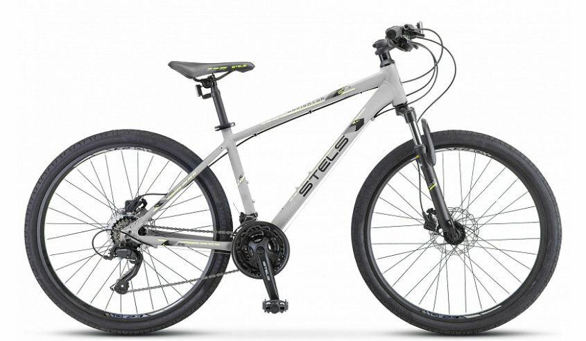 фото Велосипед горный STELS Navigator-590D 26" 21-ск. рама 18". Серый/салатовый LU089782